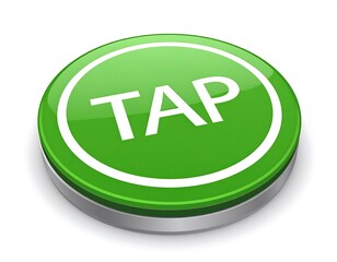 Green circular button with the word TAP