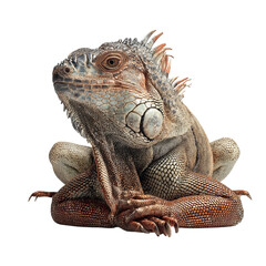Obraz premium Png of A majestic iguana perched gracefully, showcasing its vibrant scales and unique textures against a clean background.