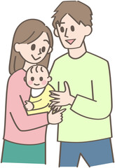 赤ちゃんを抱っこするパパとママ