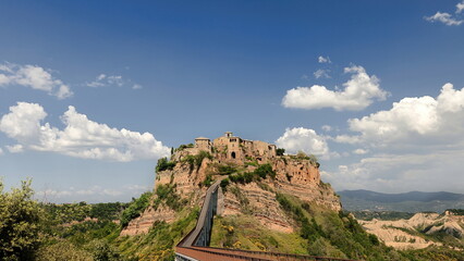 Civita di Bagnoregio hamlet, fraction of the municipality to the east of Bagnoregio town in the Badlands Valley atop a tuff rock spur. Lazio-Italy-171