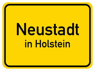 Illustration of a city entrance sign for the city of Neustadt in Holstein