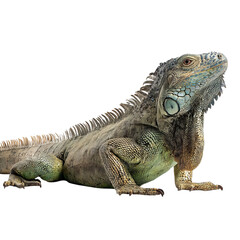 Obraz premium Png of A vibrant iguana basking, showcasing its vivid scales and intricate textures.