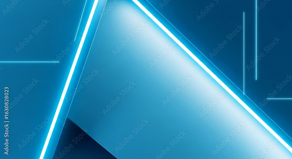 Poster dynamic blue abstract background featuring glowing neon lights and geometric patterns
