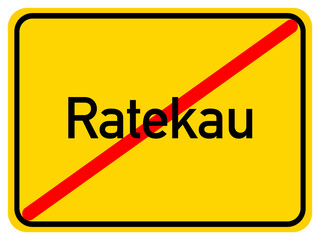 Illustration of a city exit sign for the city of Ratekau