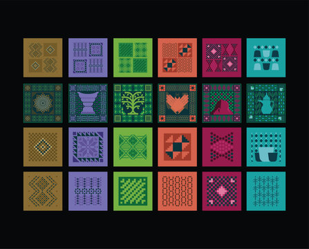 Kingdom of Saudi Arabia. Saudi National Day 95 patterns. Retro Vintage Poster.Greeting Card Vector Illustration.