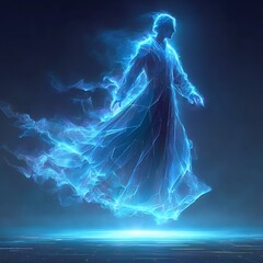 Ethereal translucent figure glowing in darkness high resolution picture
