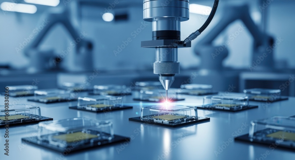 Poster robotic system applying laser welding to encapsulate biosensor chips achieving airtight packaging es