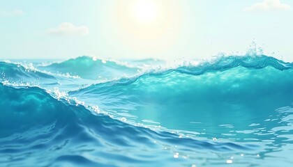 Abstract Ocean Waves: Turquoise & Soft Blue Watercolor