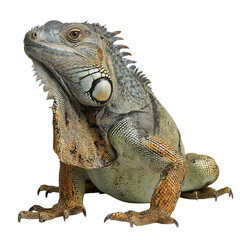 Obraz premium Png of A majestic iguana showcasing vibrant colors and distinctive features against a clear background.