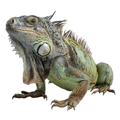 Obraz premium Png of Close-up of a majestic green iguana displaying vibrant colors and intricate textures.