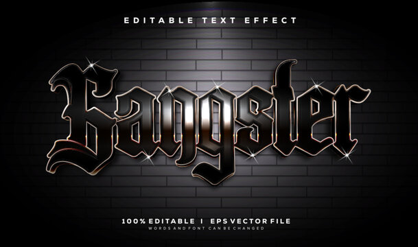 black gangster 3d vector text effect with modern style design