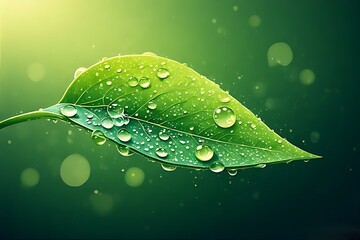 Macro Dewdrop on Vibrant Green Leaf