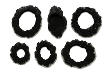 Collection of bullet holes on a transparent background, enhancing war and crime scene visuals with realistic damage and texture