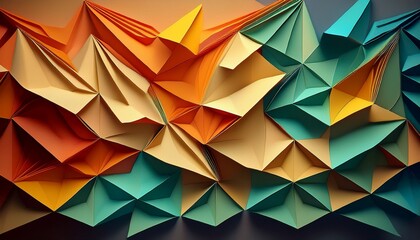 Obraz premium textured geometric design of folded paper or origami showcasing intricate layers and shadows composition evokes sense of depth and creativity perfect for modern decor