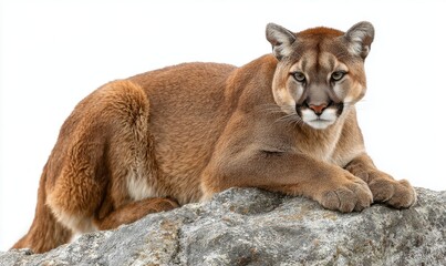 Mountain lion resting on a rock