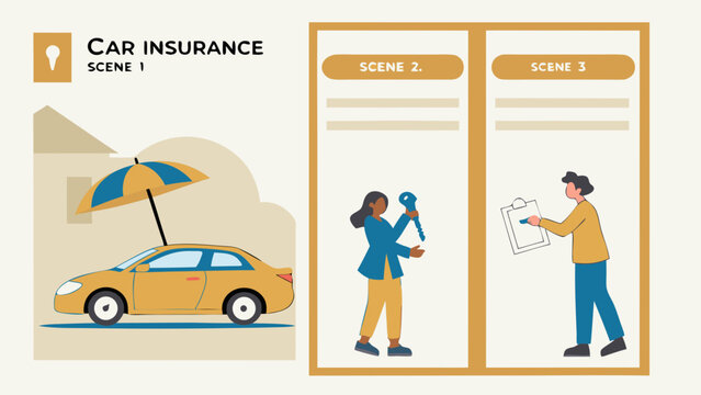 Car Insurance Scenes Depicting Policy Process.