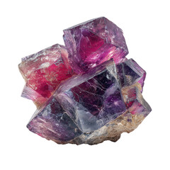 Fototapeta premium Purple fluorite crystal cluster isolated on transparent background