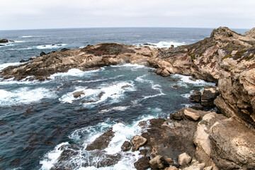 Unique Rocky Bay in Point Lobos Natural Reserve in Monterey, CA