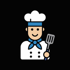 Chef character with spatula, cartoon style illustration
