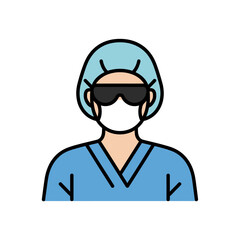 Healthcare Worker Icon in Scrubs and Mask