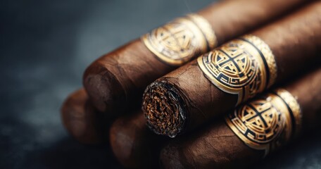 Luxury Cigars Close-up of Premium Hand-Rolled Tobacco