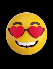 Happy face with heart sunglasses