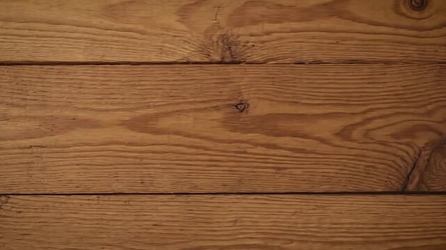 Three horizontal evenly lit planks of brown wood are stacked showcasing visible woodgrain and knots