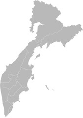 Kamchatka Krai, Russia – administrative vector map with district boundaries (Web Mercator projection, PPT-compatible & fully editable)	