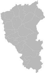 Kemerovo Oblast, Russia – administrative vector map with district boundaries (Web Mercator projection, PPT-compatible & fully editable)