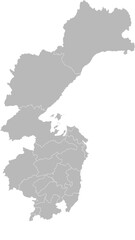 Obraz premium Khabarovsk Krai, Russia – administrative vector map with district boundaries (Web Mercator projection, PPT-compatible & fully editable) 