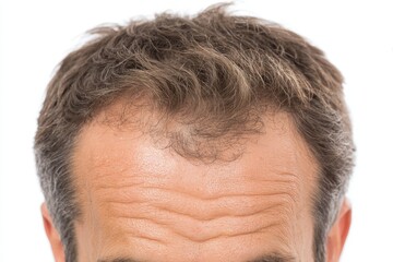 Obraz premium Close-up of a receding hairline on a man's head