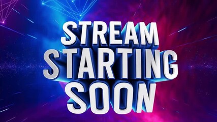 Stream Starting Soon: A dynamic digital design, vividly announcing the imminent beginning of a stream, set against a captivating backdrop of glowing lights and technological artistry.