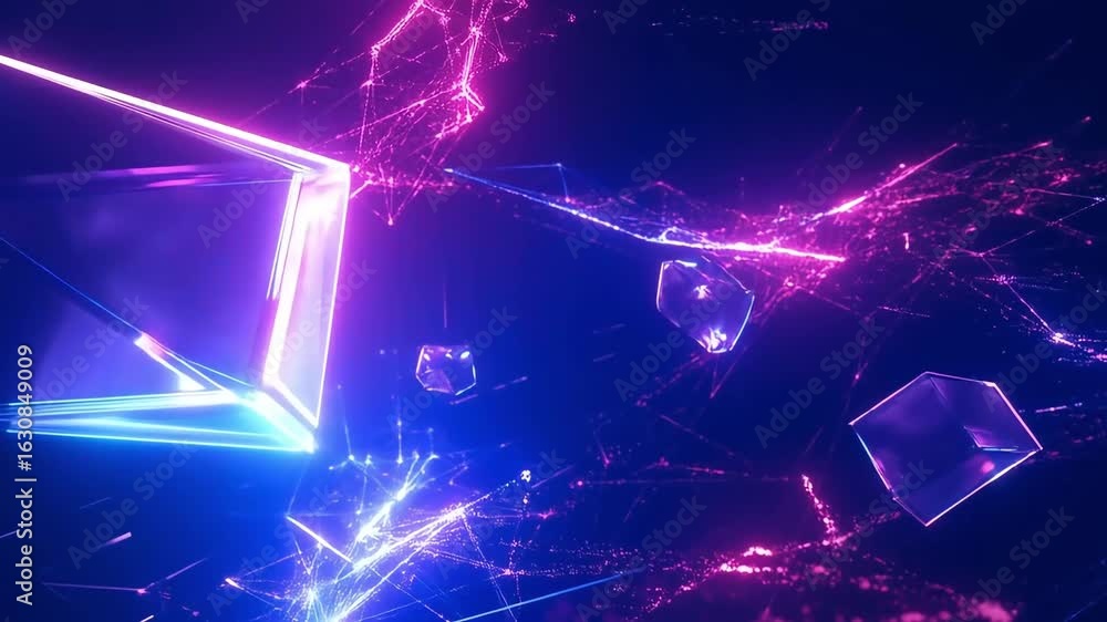 Poster neon abstract: a mesmerizing display of neon light, featuring intricate geometric shapes that create