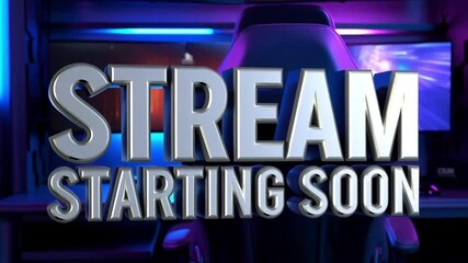 Stream Starting Soon Announcement: Dynamic scene, a captivating Stream Starting Soon announcement set against the backdrop of a modern gaming setup.