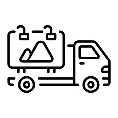 A linear icon depicting an advertising truck 