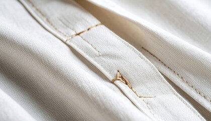 Closeup View Of White Linen Shirt Fabric