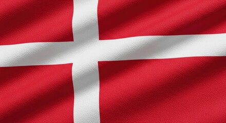 Fototapeta premium Flag of Denmark with Red Background and White Cross for National Symbol and Patriotism