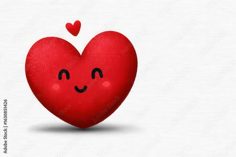 Poster cheerful red heart character exuding warmth and joy paired with an affectionate smaller heart symbol