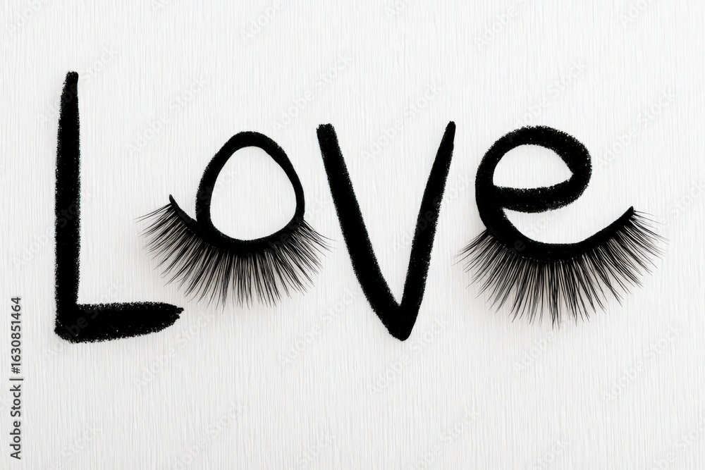 Poster expressing profound affection through artistic representation featuring the word love complemented b