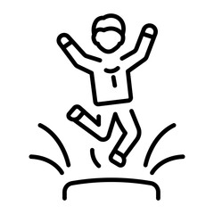 A line style icon showing jumping