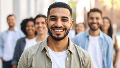 Diverse group of people smiling