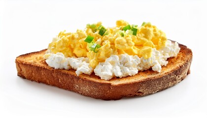 Cottage cheese and scrambled eggs on toast