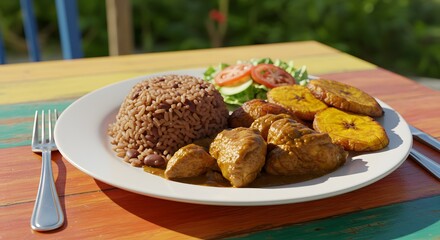 "Belizean Traditional Food Served in Natural Outdoor Setting"