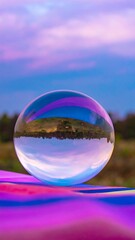 Crystal ball reflecting landscape