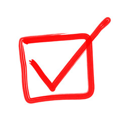 Checklist hand drawn red sign. Checklist brush drawn highlight marker. Hand drawn vector illustration.