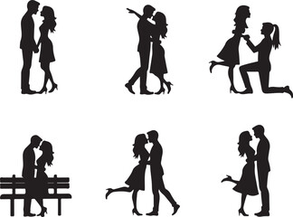 Obraz premium Romantic couples silhouettes celebrate love and connection