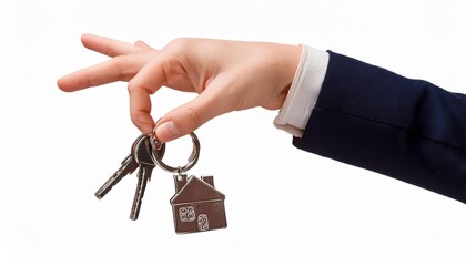 Obraz premium Hand holding house keys on keychain