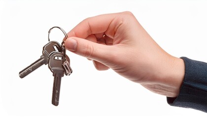 Hand holding keys on ring
