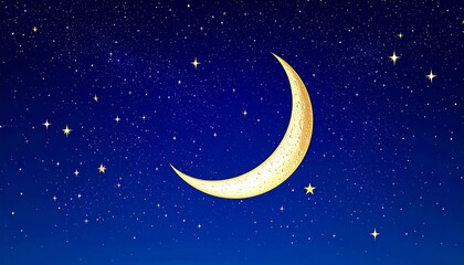 Crescent moon in starry night sky (1)