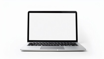 Silver laptop with blank screen